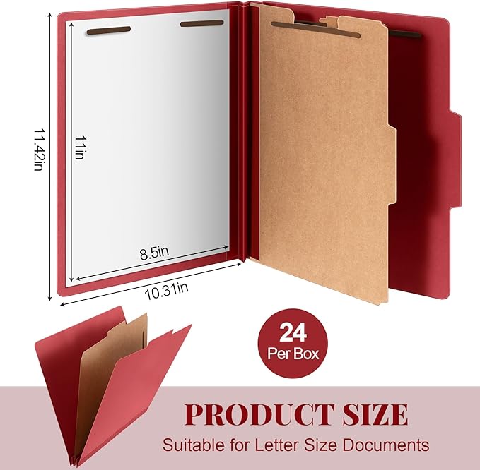 Skyygemm 24 Pcs Classification Folders Letter Size, 1 Divider Pressboard File - Image 2