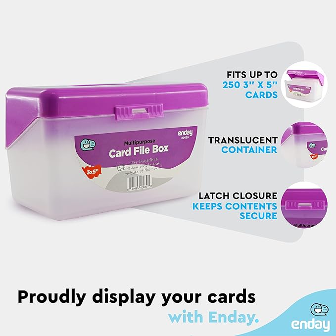 Enday Index Card Holder Purple, 3x5 Note Flash Card Organizer Case, Index Card - Image 4