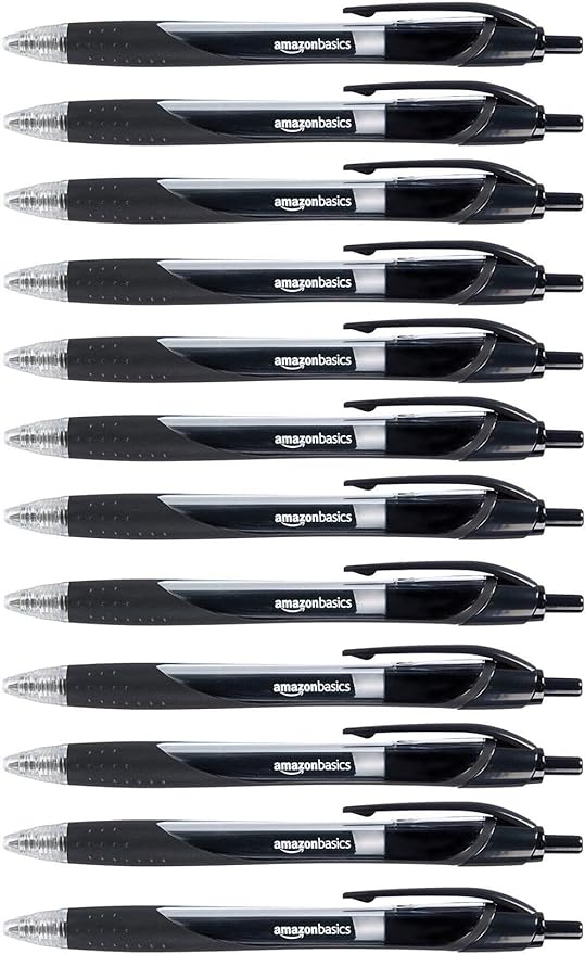 Amazon Basics Retractable Gel Ink Pens, Fine Point, Smooth Writing by AmazonBasics
