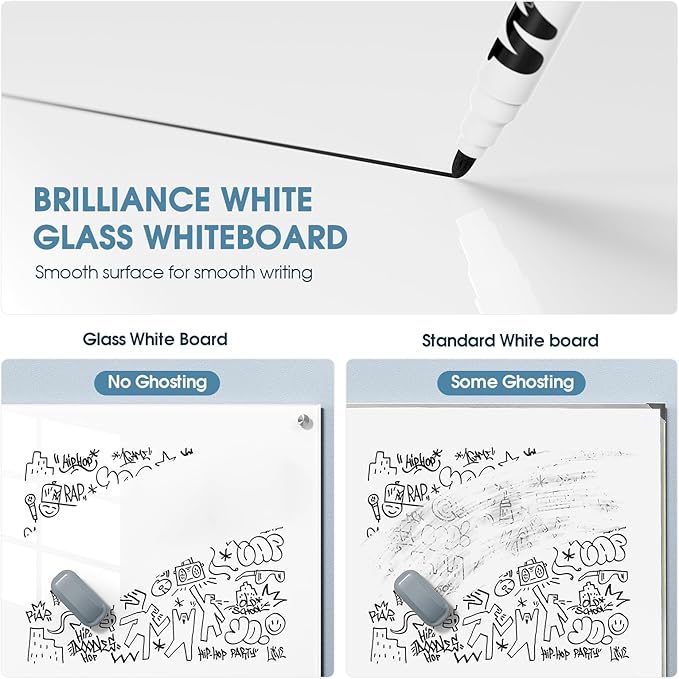 MaxGear Glass Whiteboard Tempered Magnetic Dry Erase Board 60 x 40 Inch Ultra - Image 7