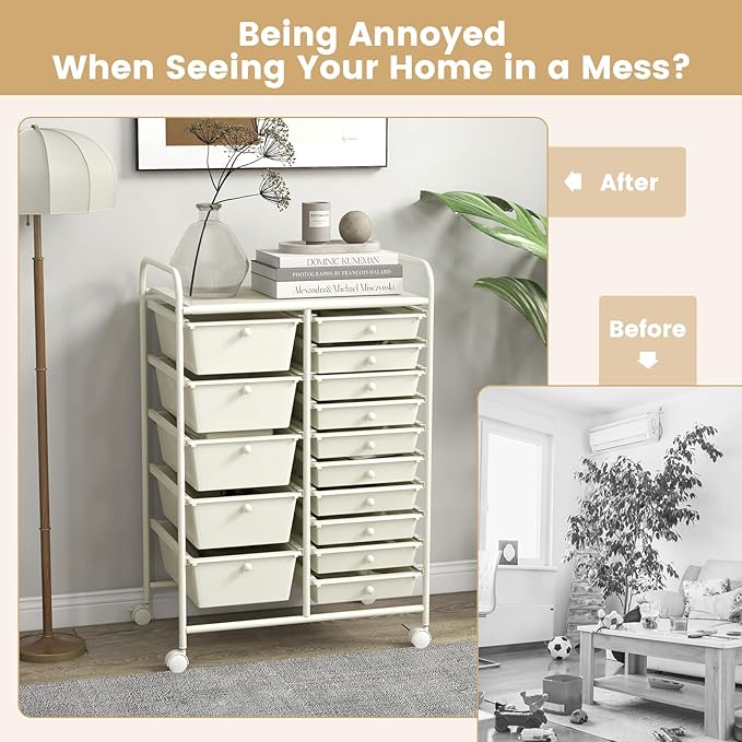 LDAILY 15 Drawer Rolling Storage Cart, Rolling Cart - Image 8