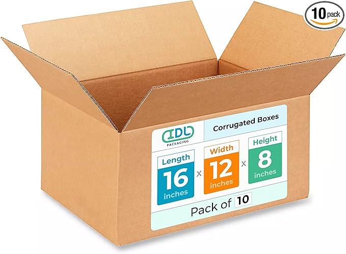Medium Shipping & Moving Boxes 16x12x8 inches by IDLPackaging