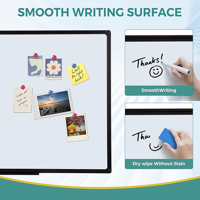 60 x 48 Inch Black Frame Magnetic Whiteboard - Image 2