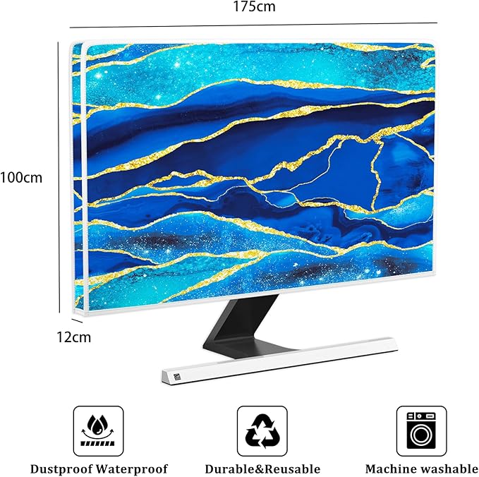 Baocicco Royal Blue Marble Waterproof TV Cover 75 Inch Creative Design Monitor - Image 2