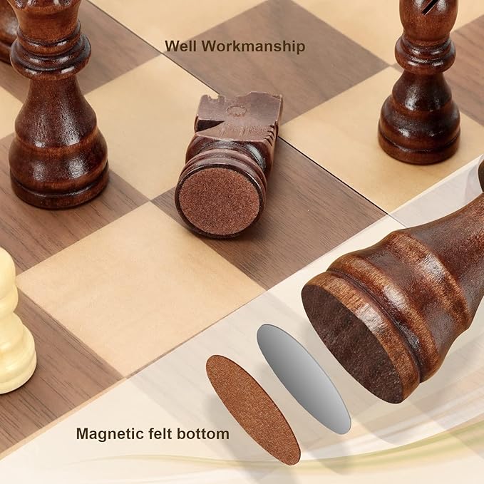 Magnetic Wooden Chess Set for Adults Kids 15'' Chess Board - Image 3