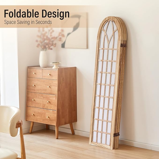ALeesing Folding Room Divider Privacy Screen Freestanding 6-Panel Shoji Style - Image 6