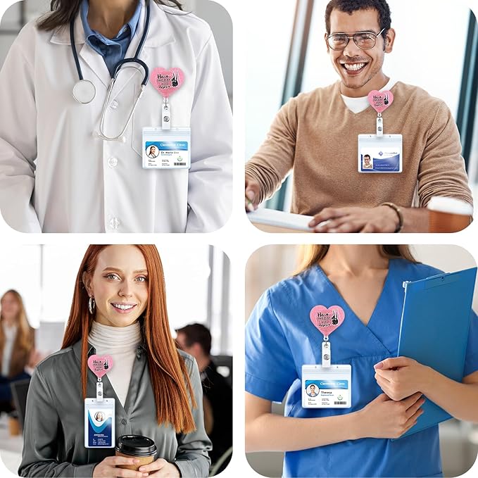 Have the Day You Deserve Funny Nurse Badge Reel, Retractable ID Card Pink Badge - Image 2