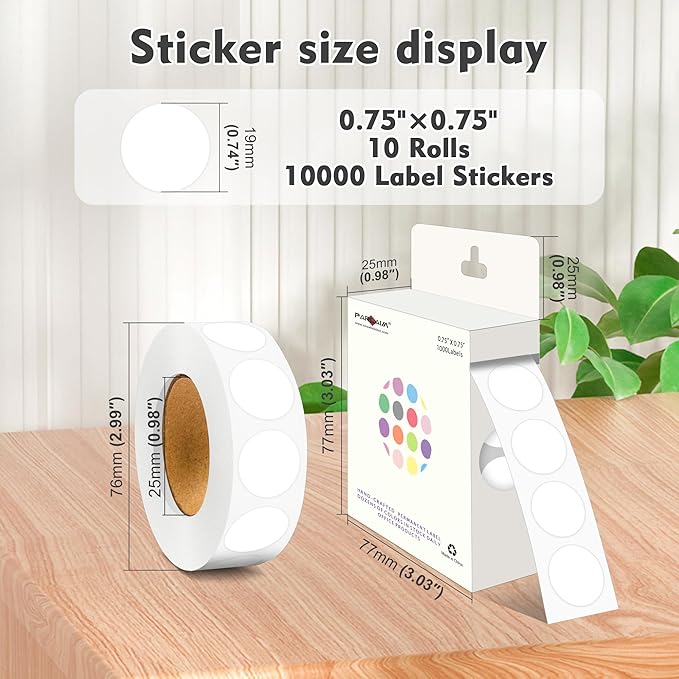 PARLAIM 3/4 Inch Roll Color Coding Labels, 10000 per 10 Rolls Round Permanent - Image 2
