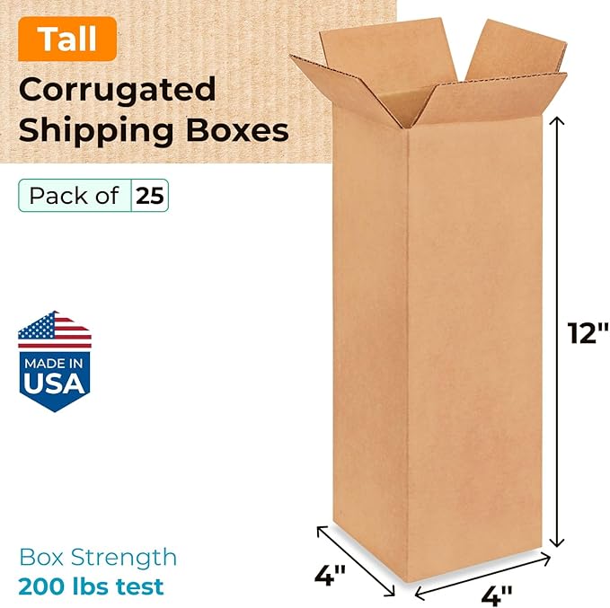 Tall Moving & Shipping Boxes 4"L x 4"W x 12"H - Image 2