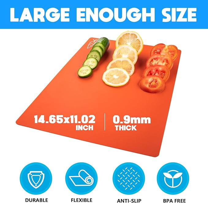 7 Pieces Flexible Cutting Boards, BPA Free Plastic Cutting Boards - Image 2