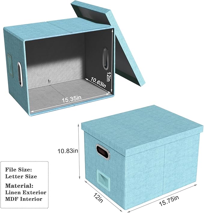 Oterri File Organizer Box with Lid, Portable Hanging File Box - Image 5