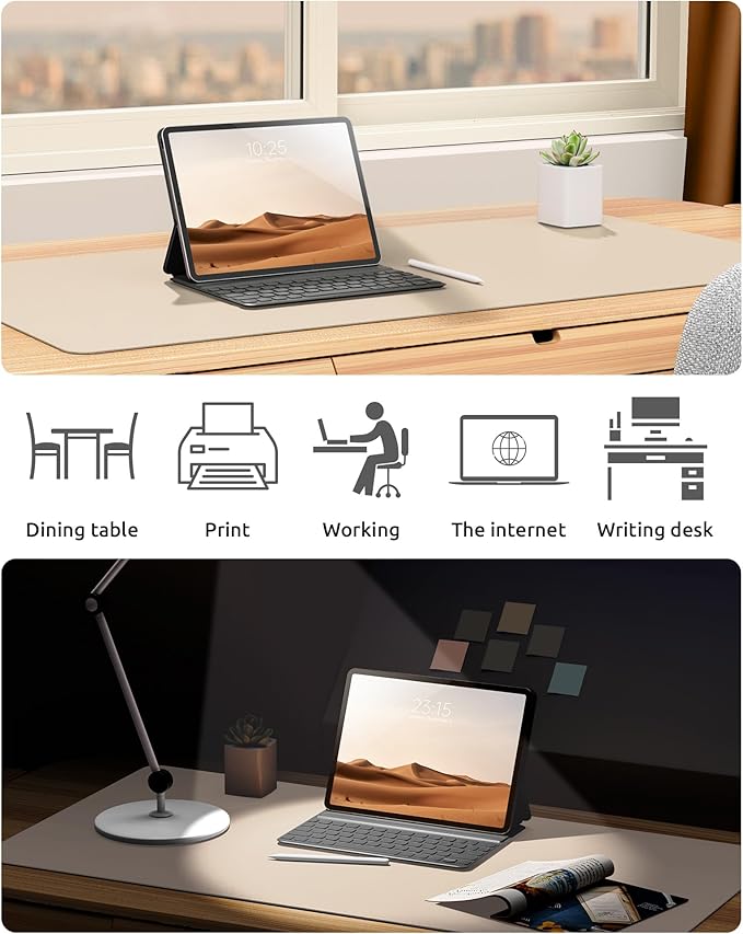 YSAGi Leather Desk Pad Protector, Large Mouse Pad, Non-Slip PU Leather Desk - Image 6