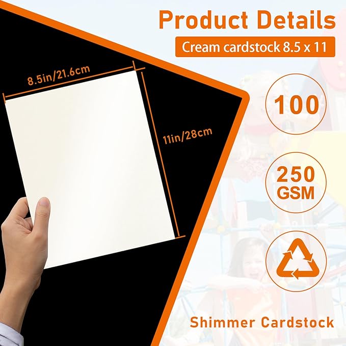 100 Sheets Cream Shimmer Cardstock 8.5 x 11 Off White Paper, 92lb Heavyweight - Image 2