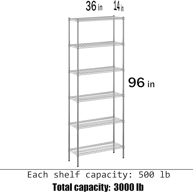 Regal Altair 14" Deep x 36" Wide x 96" Height Wire Shelving Kit | 6-Tier | NSF - Image 3