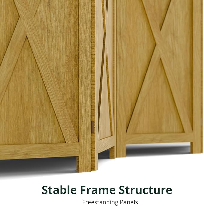 Cozy Castle Wood Room Divider, 3 Panel 66.9 Inch Privacy Screen, Folding Wall - Image 7
