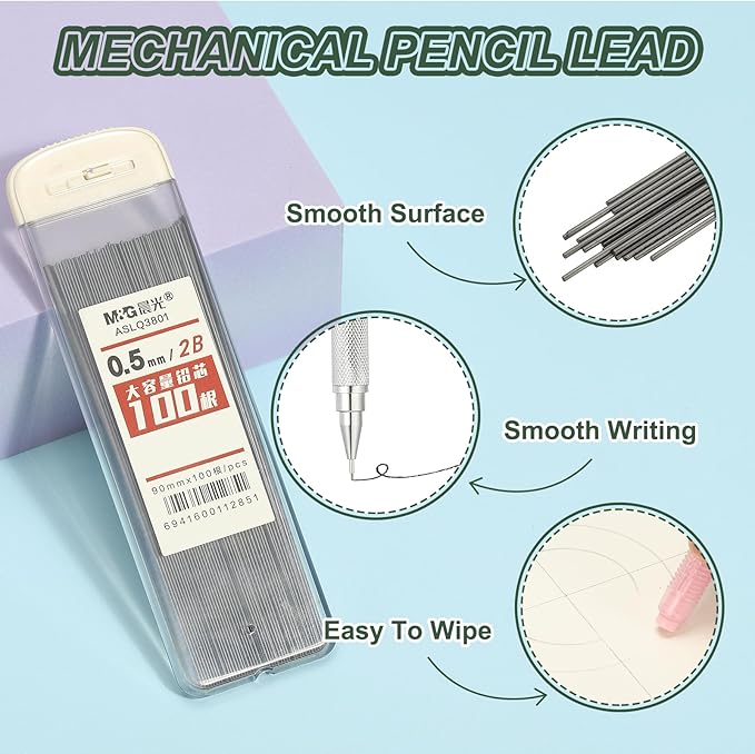 PATIKIL 300Pcs 2B Mechanical Pencil Lead, 0.5mm Black Lead Refill Break - Image 3
