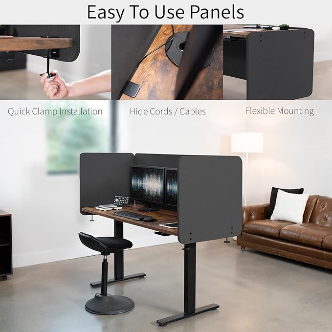 VIVO Clamp-on 24 x 24 inch Privacy Panel, Sound Absorbing Cubicle Desk Divider - Image 4