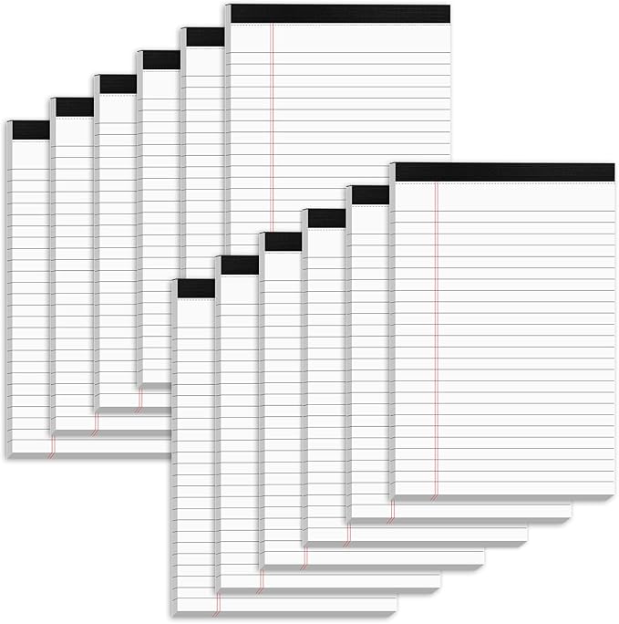 Nichela 5" x 8" Note Pads 12 Pack of Legal Pads 30 Sheets Notepad College Ruled by Nichela