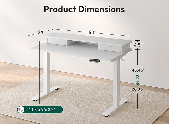 FEZIBO 40 x 24 Inch Height Adjustable Electric Standing Desk - Image 3