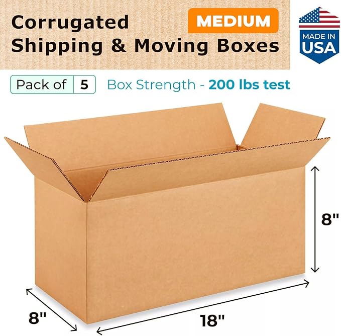 Medium Shipping & Moving Boxes 18 x 8 x 8 inches - Image 2