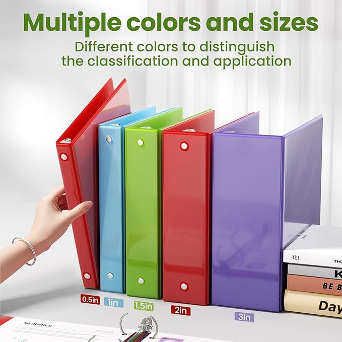 SUNEE 3 Ring Binder 3 Inch 1 Pack, Tender Green - Image 5