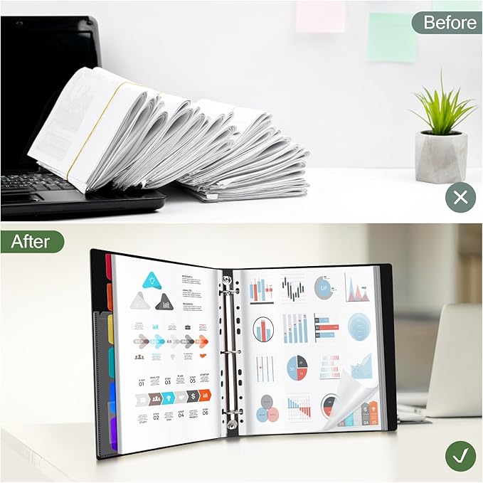 Uquelic 50-Pocket Binder with Plastic Sleeves - Image 5
