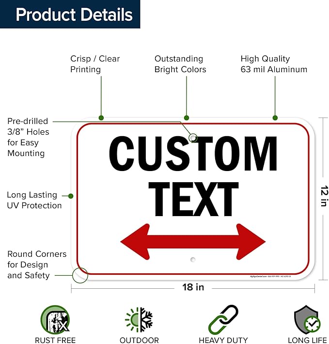 Custom Arrow, Custom Directional Sign, Two Way Arrow, 12x18 Inches, Rust Free - Image 6