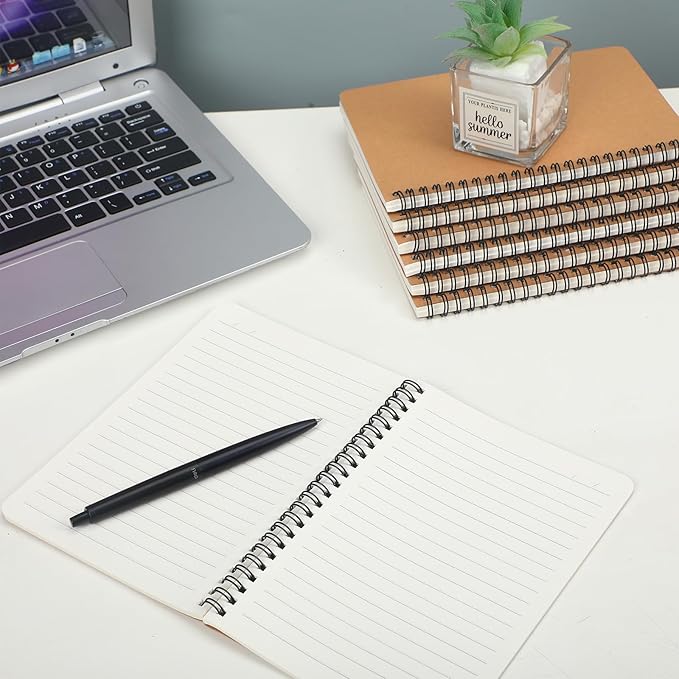 miikoul 100 Packs A5 Spiral Lined Notebooks, Kraft Paper Cover, 60 Sheets/120 - Image 6