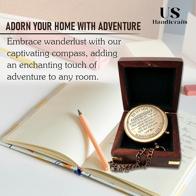 US HANDICRAFTS Brass Compass - Image 3