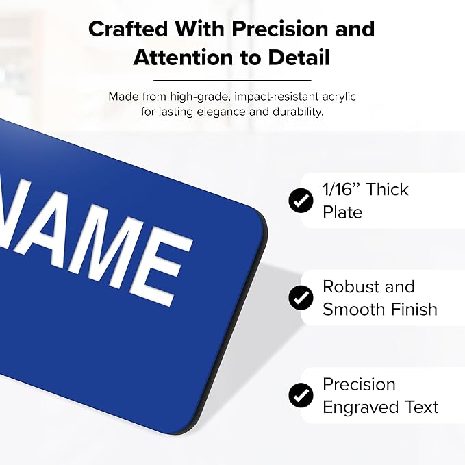 Name Tag, Magnetic Blue and White Name Tags, Personalized Name Tags, 1x3 Inches - Image 3