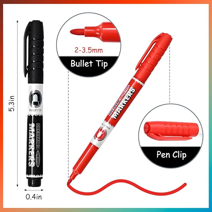 SUQJOY Dry Erase Markers, Fine Tip Whiteboard Markers, Low Odor Dry Marker - Image 3