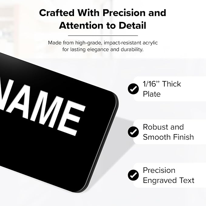 Name Tag, Magnetic Black and White Name Tags, Personalized Name Tags, 1x3 Inches - Image 3