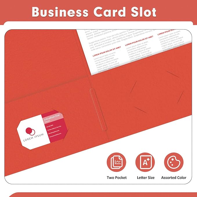 Two Pocket Folders, PANDRI 30 Pack 2 Pocket Folders, Letter Size Paper File - Image 5