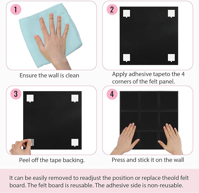 Smarpau Cork Board 48"X36", 12 Pack Nine-Grid Felt Bulletin Boards, Small Pin - Image 6