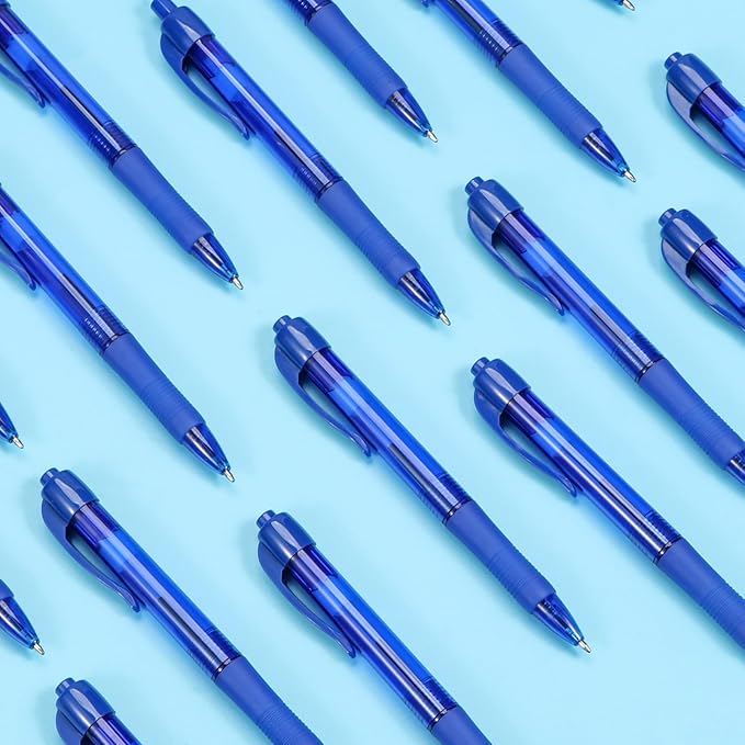 deegtran Pens Bulk, 50 Pack No Bleed Blue Ink Click Pens - Image 5