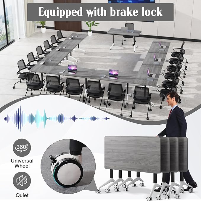 JEHUJD Conference Table, 55.1''Folding Conference Room Table - Image 4