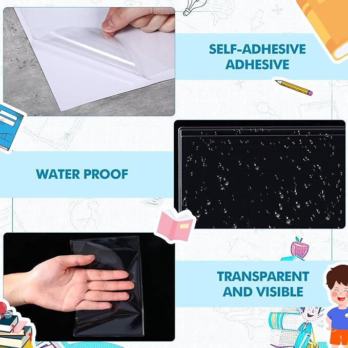 Outus Self Adhesive Shop Ticket Holders Clear Plastic Sleeves Adhesive Pockets - Image 5