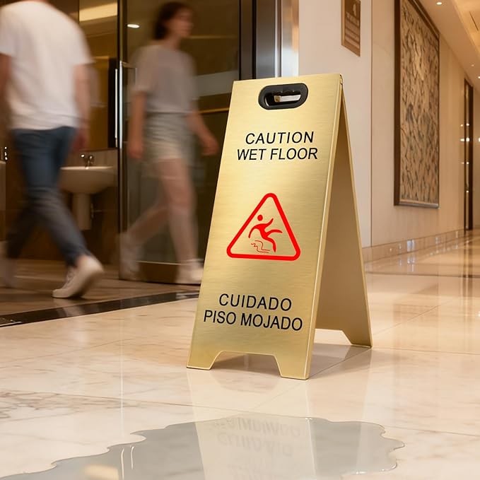 Kerty 4 Pack Stainless Steel Wet Floor Sign, 24 Inch Caution Wet Floor Sign - Image 7