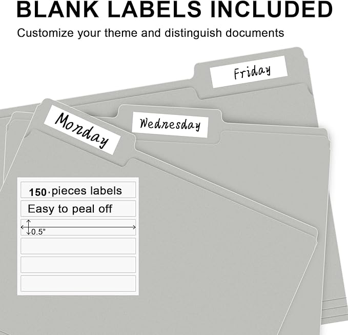 File Folder, RAZCC 100 Pack 1/3 Cut Tab File Folders Letter Size, Folders - Image 4