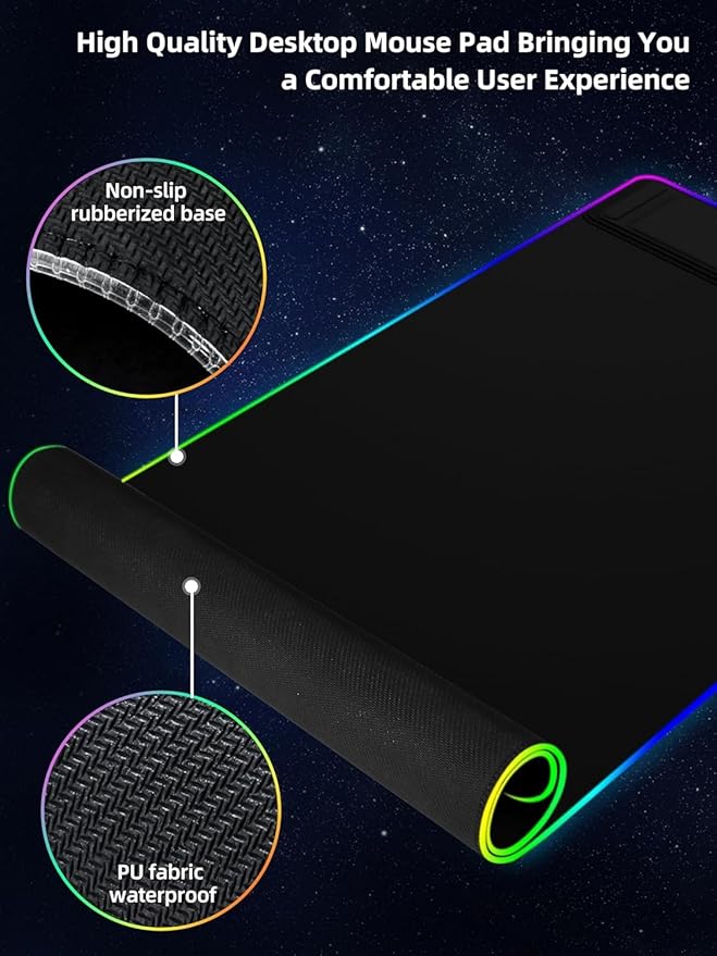 XXL Mouse Pad with Phone Holder, RGB Desk Mat with 15W Fast Charging, LED Large - Image 7