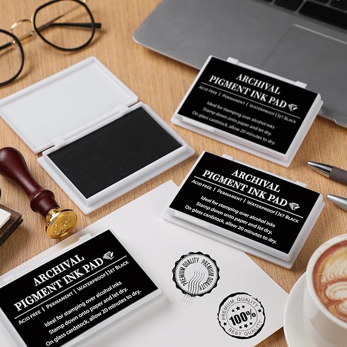 MotiMind 8 Pcs Black Archival Pigment Waterproof Ink Pad - Image 4