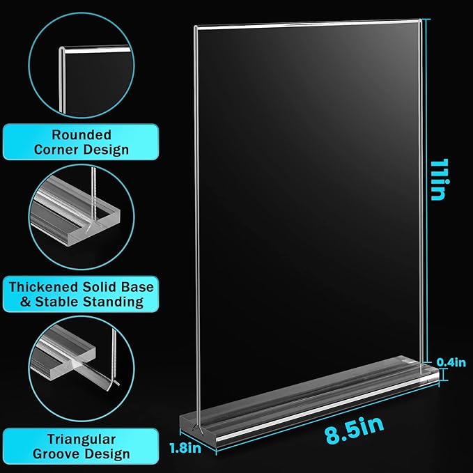 Argvey 8 Pack Acrylic Sign Holder 8.5 x 11 Vertical - Image 5