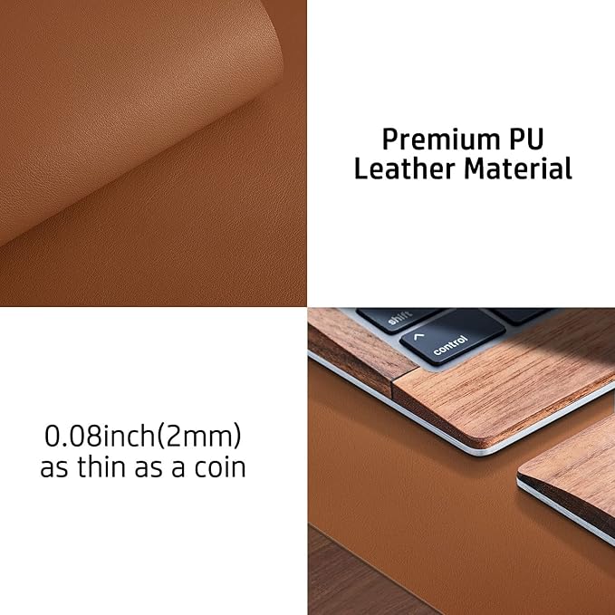 Aothia Leather Desk Pad Protector, Mouse Pad, Office Desk Mat, Non-Slip PU - Image 7