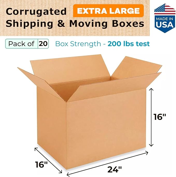 Extra Large Shipping & Moving Boxes 24"L x 16"W x 16"H - Image 2