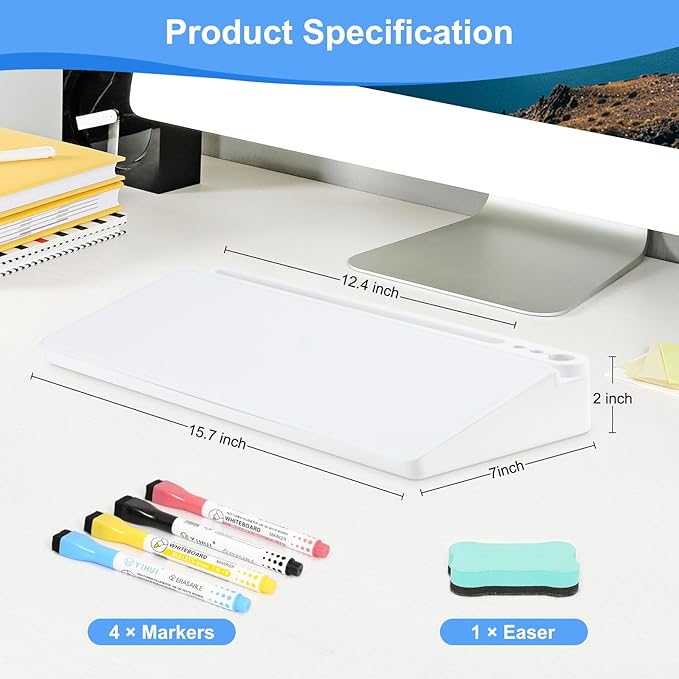 Desktop Glass Whiteboard with Storage, Desk White Board with Computer Keyboard - Image 6