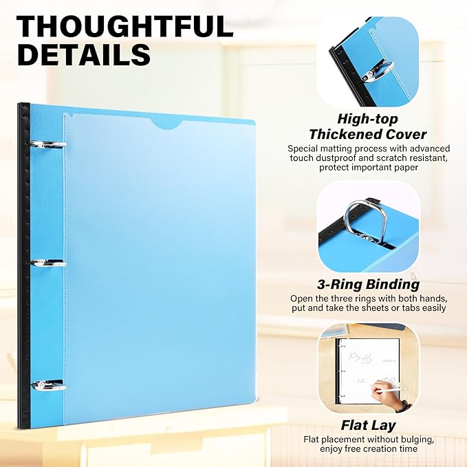 MAKHISTORY 1 Inch Telescoping 3 Ring Binder-4PCS, Flexible Binder - Image 3