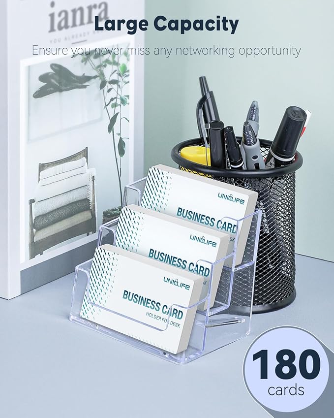 Uniclife 4 Pack Acrylic Business Card Holder - Image 2