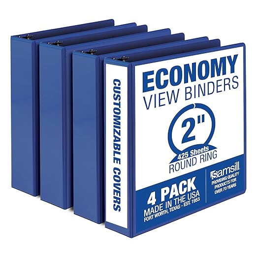 Samsill 2 Inch 3 Ring Binders, Made in USA, Economy Round Ring, 425 Sheet by Samsill