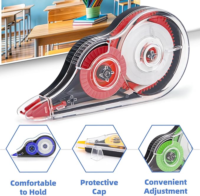 JEFURE 30 Pcs Colorful Correction Tape, 39.4 Ft White Wrong Out Tear-Resistant - Image 3