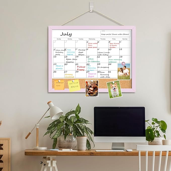 Dry Erase Calendar Cork Board Combo, 18x24 Inches Calendar Whiteboard - Image 6